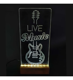Lucenda Live Music Gitar Led Işıklı Pleksi Gece Lambası