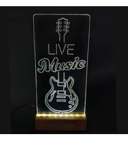 Lucenda Live Music Gitar Led Işıklı Pleksi Gece Lambası (Beyaz)