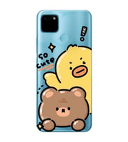 Realme C21Y/C25Y Uyumlu Sevimli Ördek ve Ayıcık Desenli Şeffaf Telefon Kılıfı