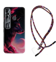 Tecno Spark 6 6 Go 8C 8 Pro 7 7 Pro Kılıf Boyun Asklı Rasta Silikon Wolf and Moon 1380