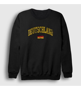 Presmono Unisex Siyah Deutschland Almanya Bayrağı Sweatshirt 480101tt