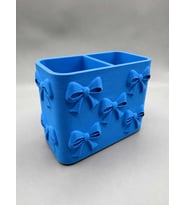 3D Baskı Fiyonk Desenli Bölmeli Kalemlik - Masaüstü Organizer - Mavi