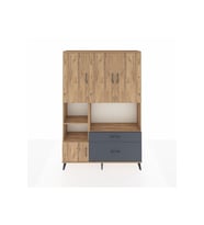Arges Dolap 7 Raflı 2 Çekmeceli 5 Kapaklı 132x30x195 Çam-Çam/Antrasit