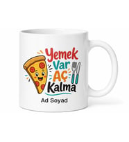 İsme Özel Yemek Var Aç Kalma Yazılı Komik Kupa Bardak Hediye