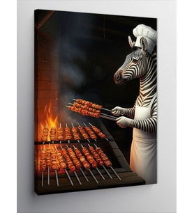 Kanvas Tablo Zebra Kebap Yaparken