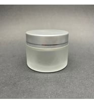 50 cc Buzlu Cam Krem Kavanoz  - Gümüş Kapaklı İç Contalı - 50ml Buzlu Cam Krem Kavanoz  x 10 Adet (Beyaz)