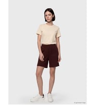 LCW Petite Bordo Beli Lastikli Soft Touch Kadın Şort