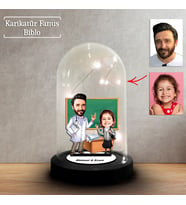 Kişiye Özel Karikatür Erkek Öğretmen  ve Öğrenci Tasarımlı Fanus Biblo, Öğretmene Hediye, Öğretmenler Günü, Öğretmenler Günü Hediyesi, FN220