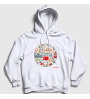Presmono Unisex Beyaz Tourist Turist İstanbul Türkiye Turkey Kapüşonlu Sweatshirt 499800tt