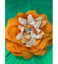 KABARTMA TAŞLI ÇİÇEK GÜLLÜ BROŞ YAKA İĞNESİ GİYİM TÜRBAN SAÇ AKSESUARI 10X10 CM (Turuncu)