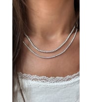 Gümüş Taşlı Mini Boy ve Büyük Boy Taşlı 2 Sıra Zirkon Kolye