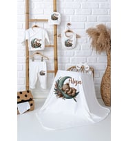 Pia Baby Premium %100 Pamuk İsim Yazılı Kız Bebek Hastane Çıkışı Battaniyeli Bebek Hediye Seti 5002-04 (Ekru)