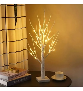 55cm Led Işıklı Beyaz Huş Ağacı Dalı Pille Çalışan Dekoratif Ağaç Noel Parti Ev Dekoru Yılbaşı