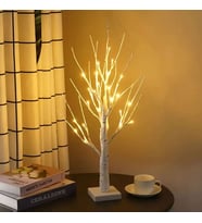55cm Led Işıklı Beyaz Huş Ağacı Dalı Pille Çalışan Dekoratif Ağaç Noel Parti Ev Dekoru Yılbaşı