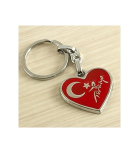 Kalp Ay Yıldız Metal Anahtarlık