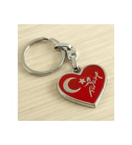 Kalp Ay Yıldız Metal Anahtarlık
