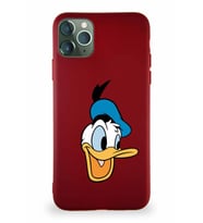 Apple iPhone 11 Pro Max Soft Premier Kapak Donald Duck-A Tasarımlı Silikon Kılıf - Mürdüm (Şeffaf)