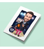 Kişiye Özel Basketbol Koçu Erkek Karikatürlü Tebrik Kartı