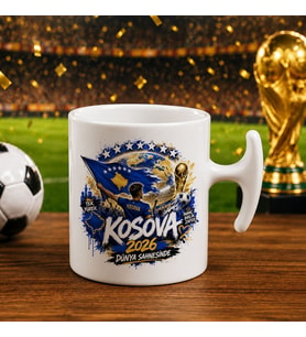 BK Gift Kosova Taraftar Temalı Dünya Futbol Kupası Tasarımlı Hammer Kupa Bardak-2