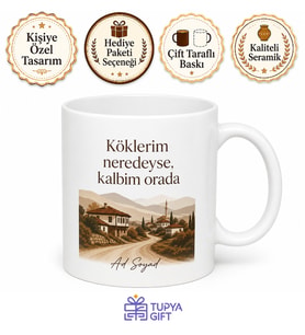 Kişiye Özel Memleket Temalı Ev Kupa Bardak İsimli Hediye