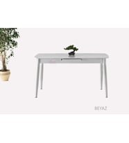 Ortadan Açılabilir Mdf  Yemek Masası, Mutfak Masası ( 80x130 CM ) (Beyaz)