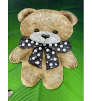 İNCİ BONCUK VE TAŞLI KADİFE AYI ARMA DİKİŞ APLİKE 25X17 CM