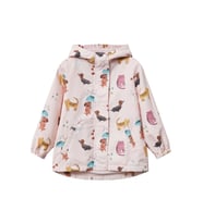 Petityu Cats&Dogs Kedi Köpek Desenli İçi Polar Astarlı Kalın Kız Çocuk Mont Kaban (Pembe)