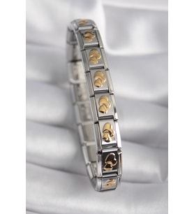 pilelistore 316L Çelik Gümüş Renk Gold Kalp İşleme Nomination Model Kadın Bileklik - TJ-BB6480
