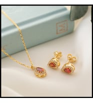 925 Ayar Gümüş Ocak Ayı Doğum Taşı ( Garnet ) Kolye - Küpe Seti