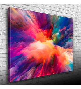 Mavi ve Kırmızı Tonlarda Soyut Çalışma Kanvas Tablo 50 x 70