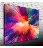 Mavi ve Kırmızı Tonlarda Soyut Çalışma Kanvas Tablo 50 x 70