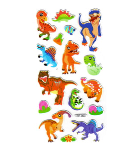 Sticker Kabartmalı Stiker Defter, Planlayıcı Etiket (lrf-003) -17X9 cm - Sevimli Vahşi Dinazor