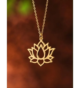Kişiye Özel 925 Ayar Gümüş Şık Lotus Çiçek Kolye (Gold)