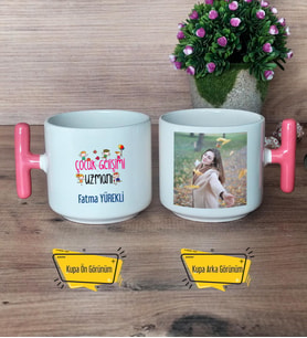 Çocuk Gelişimi Uzmanı Kupa Bardak Fotoğraflı T Pembe Kulplu Çocuk Gelişimi Uzmanına Hediye