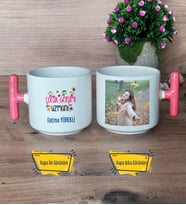 Çocuk Gelişimi Uzmanı Kupa Bardak Fotoğraflı T Pembe Kulplu Çocuk Gelişimi Uzmanına Hediye