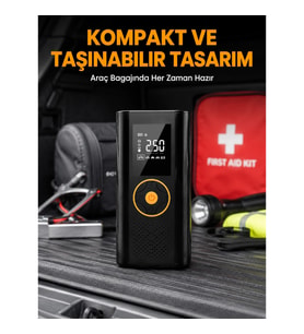 Mey İthalat® Dijital Göstergeli Taşınabilir Hava Kompresörü Güçlü Şişirme Performansı Yeni Nesil