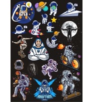 Uzay ve Astronot Sticker Set 3 16 Parça Telefon, Tablet, Defter, Laptop Sticker