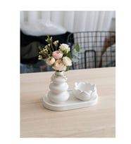 10 Cm Minimal Vazo 3'lü Set Lotus Ve Altlıklı