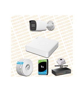 Provzen Hikvision 1 Kameralı 4MP IP Hibrit ColorVu Güvenlik Kamerası Mikrofonlu  Olay Anında bildirim