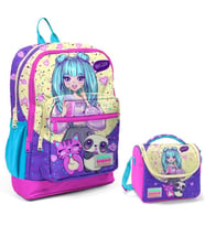Coral High Mor Pembe Anime Okul Sırt ve Beslenme Çantası Seti