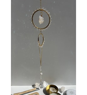 Kristal Kuvars Sun Catcher 3- Güneş Tutucu, Güneş Yakalayıcı, Doğal Taşlı, El Yapımı (Beyaz)