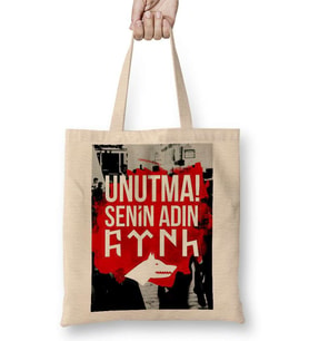 Unutma Senin Adın Türk Bez Çanta Uzun Saplı