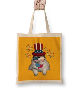 CAT 4th Of july Gift İndependence Day Bez Çanta Uzun Saplı