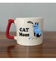 Cat Mom Baskılı Kırmızı Kulplu D Kupa