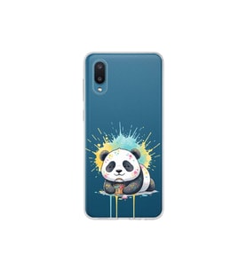 Samsung Galaxy A02 ile Uyumlu Splash Panda Tasarımlı Şeffaf Silikon Kılıf