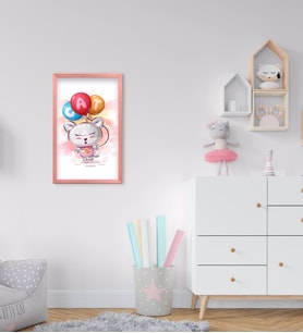 BK Home Sevimli Kedi Tasarımlı Dekoratif Pembe Ahşap Çerçeveli Çocuk Odası Tablo-2