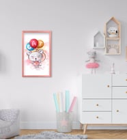 BK Home Sevimli Kedi Tasarımlı Dekoratif Pembe Ahşap Çerçeveli Çocuk Odası Tablo-2