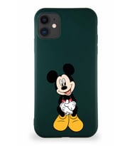 Apple iPhone 11 Soft Premier Kapak Mickey Mouse-A Tasarımlı Silikon Kılıf - Yeşil (Şeffaf)