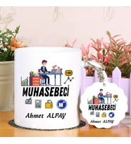 Erkek Muhasebecilere Özel Kupa Bardak ve Anahtarlık Hediye Seti (Model 1)