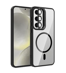 Coverzone Samsung Galaxy S24 ile Uyumlu Z-Etro MagSafe Wireless ?arj Destekli, G��l� Manyetik Tutucu, Stand Olabilen, Kamera Lens Hediyeli Koruyucu K?l?f Siyah